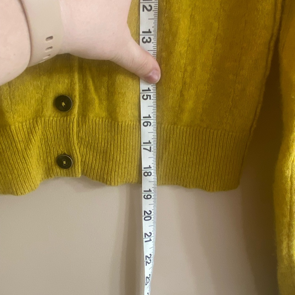 100% Cashmere Free People Mustard Button-Up Cropped Cardigan - Picture 8 of 8